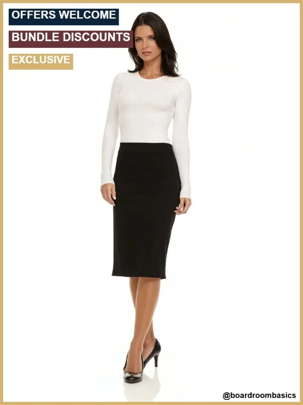Tailored Fit Knee Length Bodycon Pencil Skirt - Rayon Blend Stretch